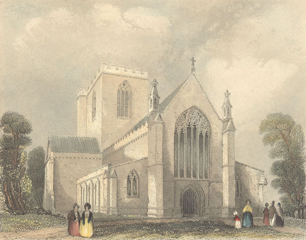 WALES. St Asaph's Cathedral west end. St Asaph's 1850 old antique print